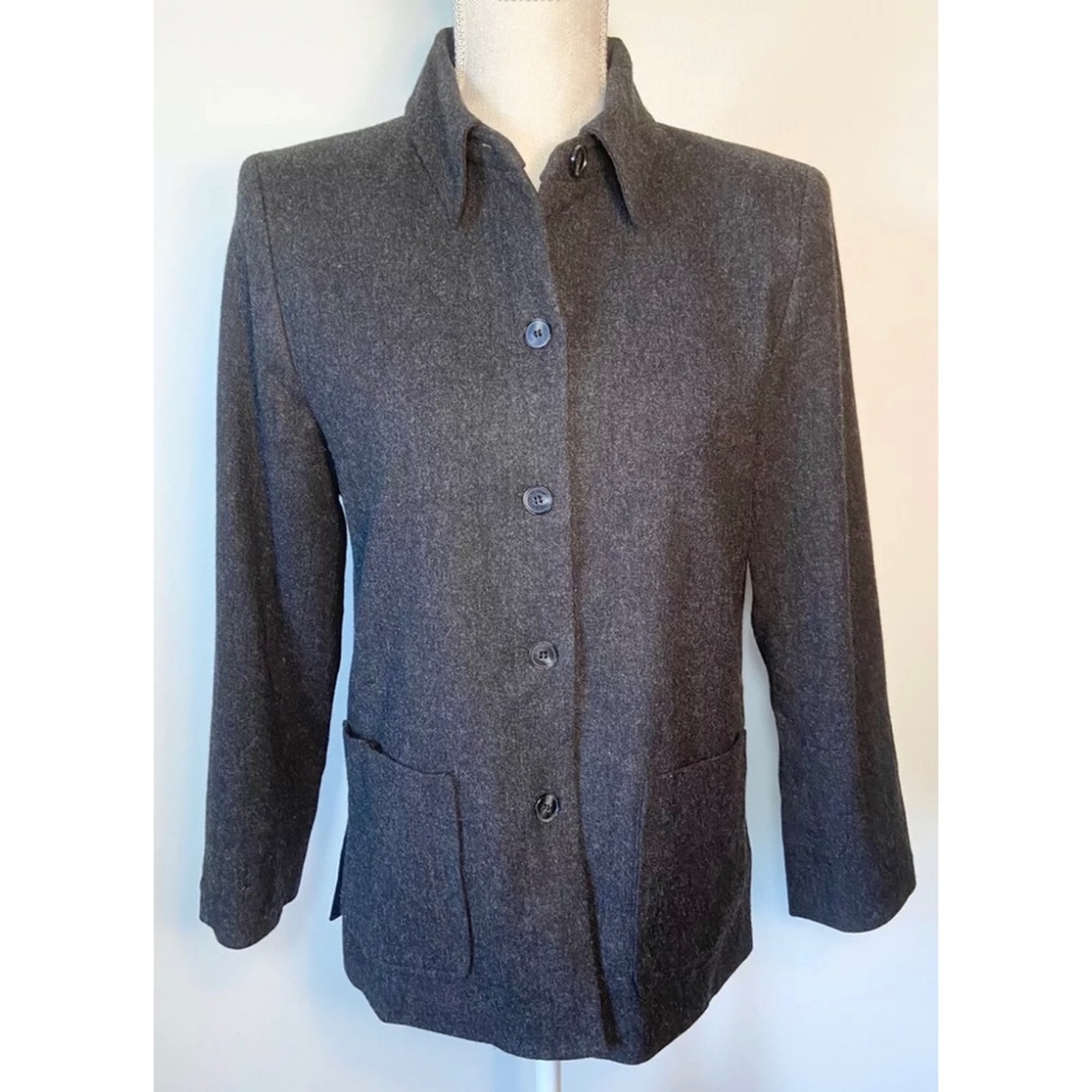 Pendleton 6P Petite Jacket 100% Virgin Wool Dark Gray Collared Lined 5 Button